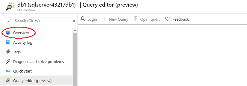 Screenshot of the SQL server page.