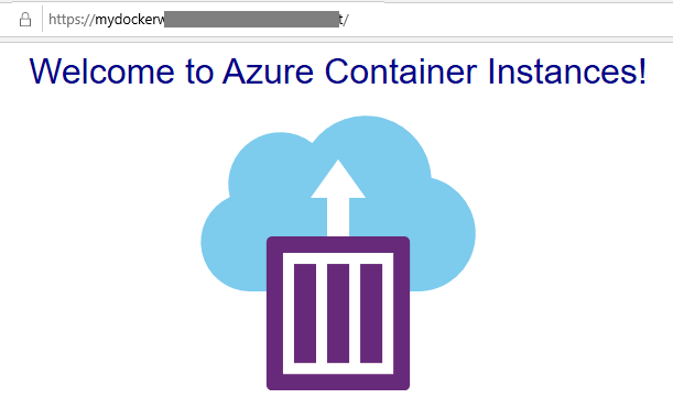 Screenshot of the Welcome to Azure Container Instance page.