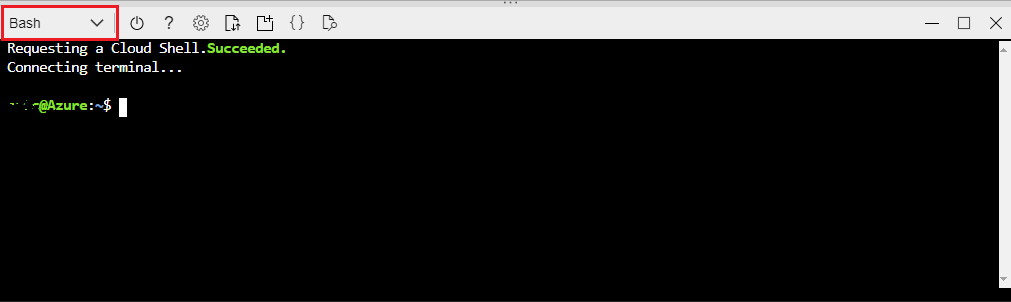 Screenshot of Azure Portal Azure Cloud Shell with the Bash dropdown highlighted.