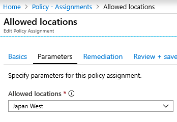 Screenshot of Assign policy pane with various fields filled in along with the location Japan West populated and the assign button highlighted.